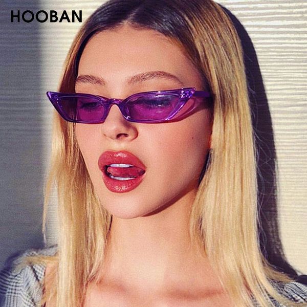 

hooban cateye sunglasses women fashion cute cat eye sun glasses for ladies vintage small purple eyeglasses uv400, White;black