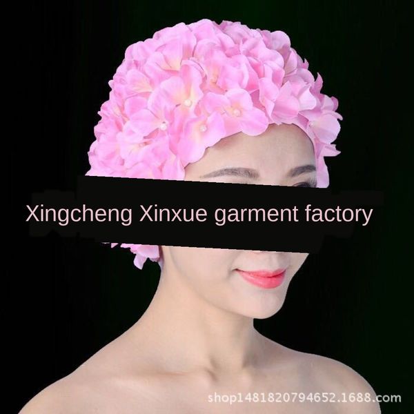 

2020 new three-dimensional hat handmade fashion flower long short hair spring handmade swimming cap swimming cap