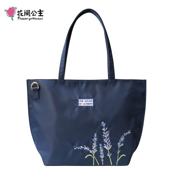 

flower princess nylon embroidery lavender large tote bag shoulder bag women handbag crossbody bags teenage girls ladies hand