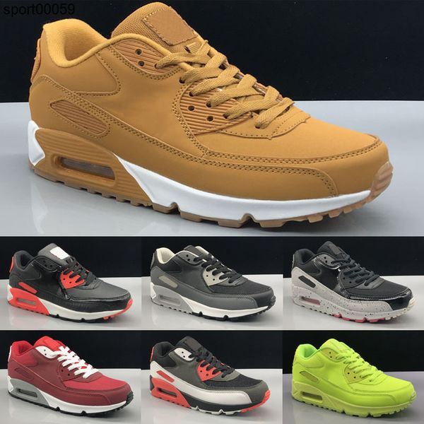 

2020 мужская обувь классический 90 мужчин и женщин обувь черный красный белый trainer подушка поверхностные дети дышащий повседневная обувь, Black