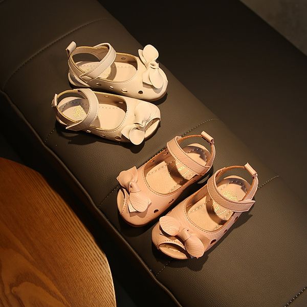 

tz27i летние девушки нового стиля противоскольжения и бабочка сандалия bowknot полых сандалий малые и средние девочки случайных кожаных боти, Black;red