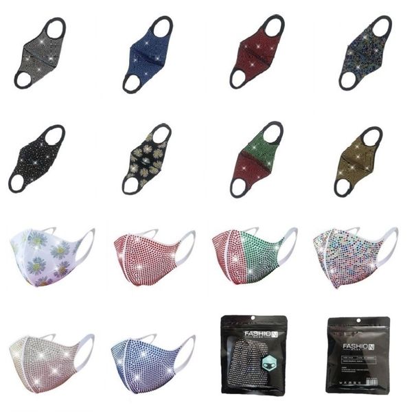 Mulher Diamond Bling Face Masks Designer Face Masks Mulheres Máscara de Halloween Máscara Sunscreen Máscara com Diamante Máscaras Trendy PartyMask