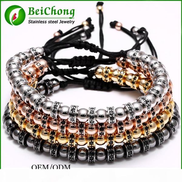 

bc brand анил arjandas мужчины браслеты позолоченные 6 мм micro pave cz бусин braiding макраме мужчины браслеты валентина подарок bc-232, Black