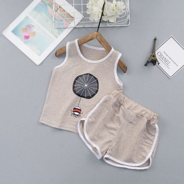 

zaf14 summer children's i-shaped suit korean thin sportswear round neck sports summer children's i-shaped vest suit korean thin sw, Blue
