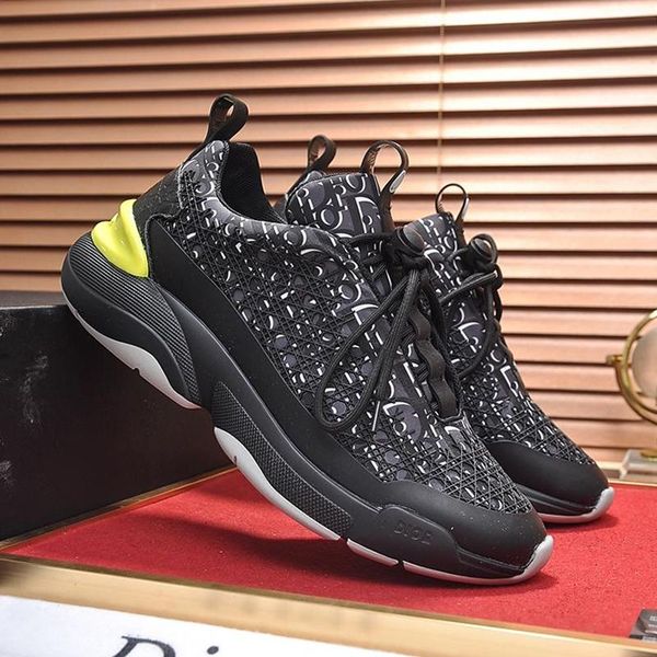 

fast delivery black oblique b24 sneaker with cannage motif mens shoes vintage shoes luxury lace -up low casual men shoes chunky sneakers