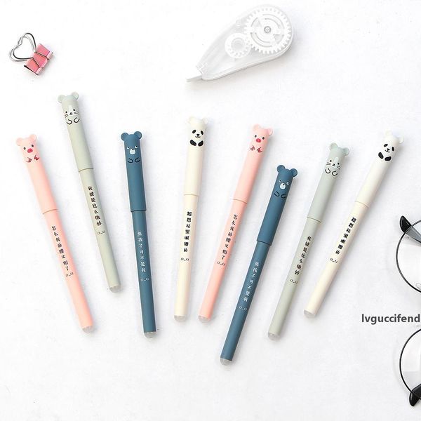 

cute pig panda mouse bear erasable gel pen rollerball pen school office supply kids gift stationery 0.35mm black / blue ink