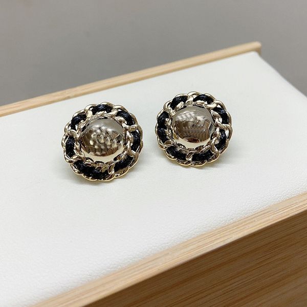 

c2363 hepburn circle retro style leather cc earrings fashion metal women unique personality earrings, Golden;silver