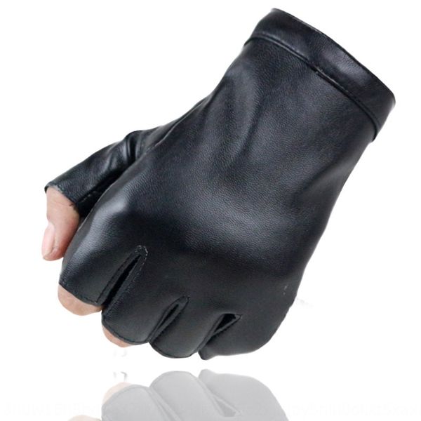 

women's half finger imitation leather ds performance women's street thin pu dance and gloves nightclub performance dance gloves, Black