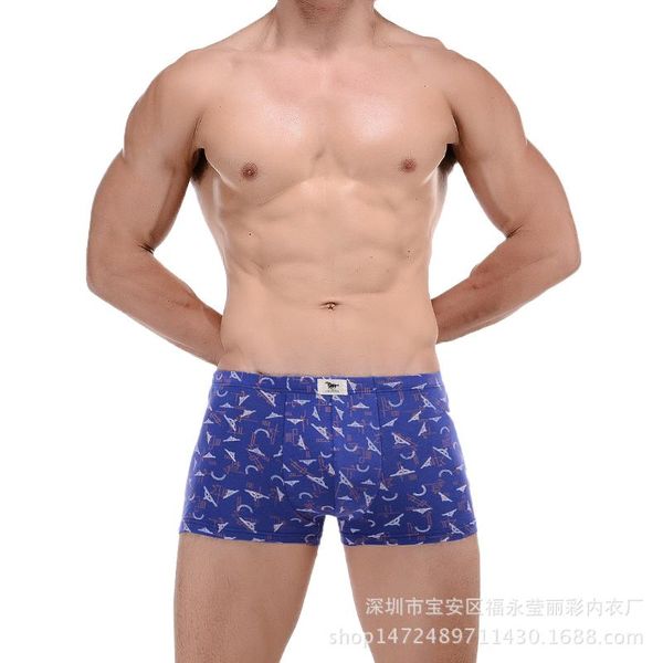 

men's underwear pure cotton briefs printed boxe model underwear, Black;white