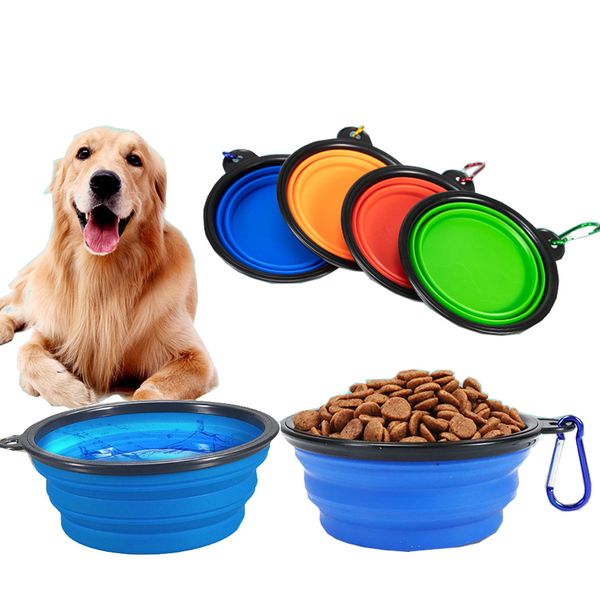 

us ship pet dog bowl 1000ml universal portable travel water food feeding bowl for large dogs silicone feeder pet supplies products