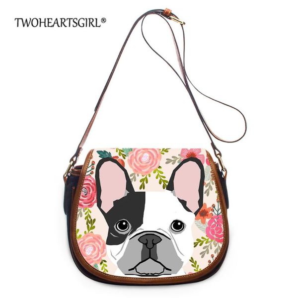 

twoheartsgirl leather shoulder bags floral dog printed messenger bags women mini crossbody handbags girls bolsa feminina