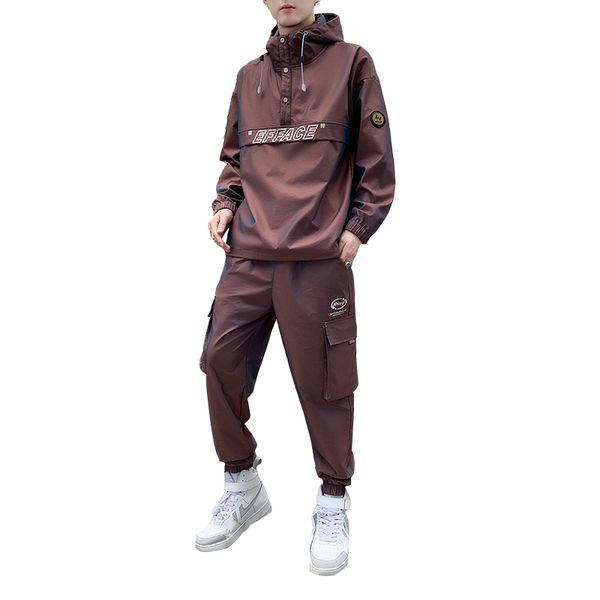 

2020 мужская куртка с капюшоном рабочая одежда + штаны 2 шт бейсбол свободный пуловер + брюки повседневные бег мужчин фитнес спортивная, Gray