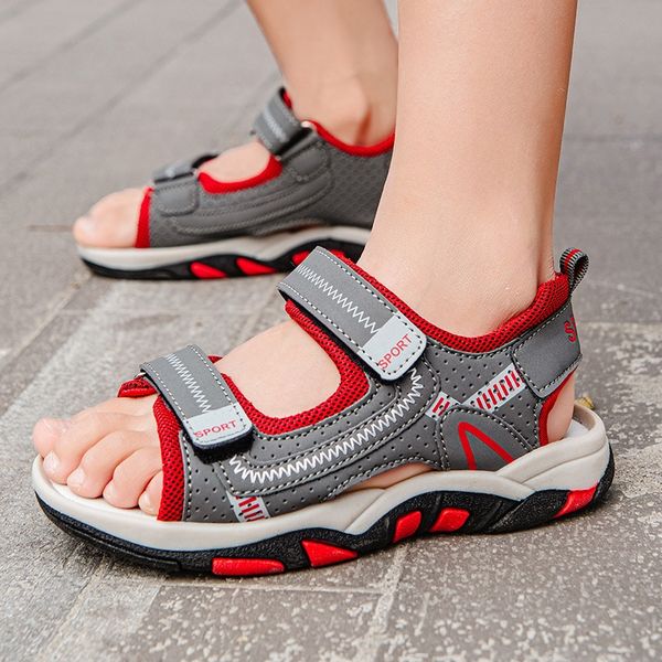 

1id33 2020 new sandals children's men's medium and large children's magic sticker sandals and shoes magic shoe children soft, Black;red