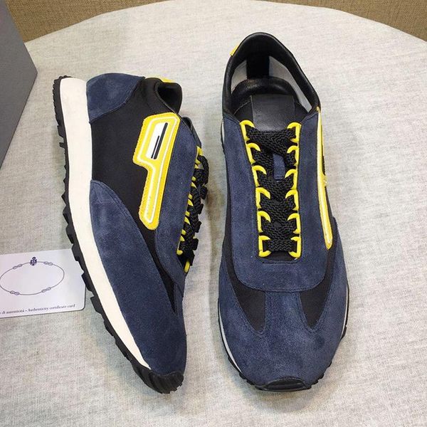 

suede and nylon sneakers mens shoes with origin box comfortable vintage footwears breathable shoes low lace -up men shoes sale fast ship, Black