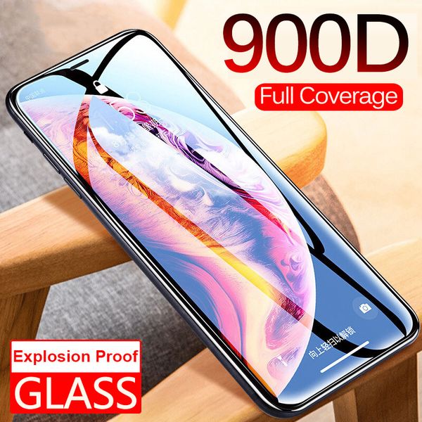 

900d full cover tempered glass on for iphone 11 pro xs max xr x screen protector glass on iphone 11 pro curved edge glass film