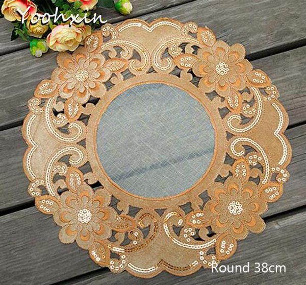 

modern lace sequin placemat cup embroidery coffee mug kitchen christmas table place mat cloth doilies dining pad