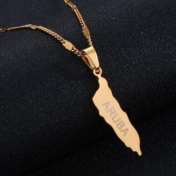 

stainless steel aruba map pendant necklace caribbean islands maps jewelry, Silver