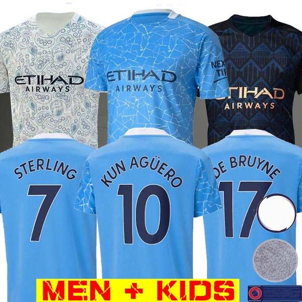 

2020 2021 thailand sterling de bruyne kun aguero 19 20 21 manchester soccer jersey city jersey football shirt men kids kit sets uniforms, Black;yellow