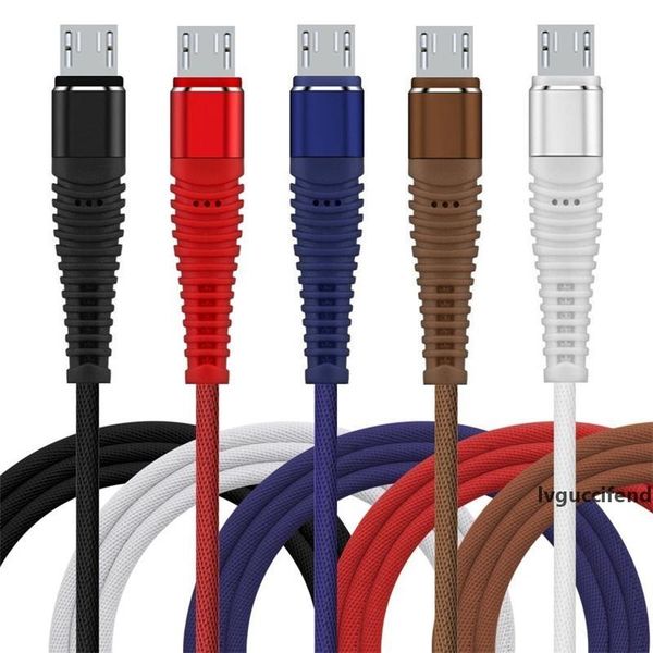 

braided type c micro usb cable 1m 2m 3m alloy metal fabric cloth usb data charging wire for samsung s6 s7 s8 s9 htc
