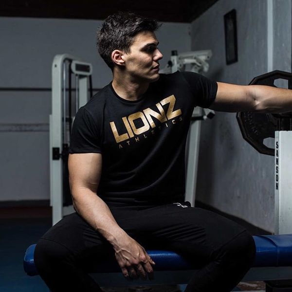 

мышцы фитнеса короткого рукав брат собака баскетбол футболка баскетбол мужской досуг спорт хлопок обучение половина рукав футболка мужской, Black