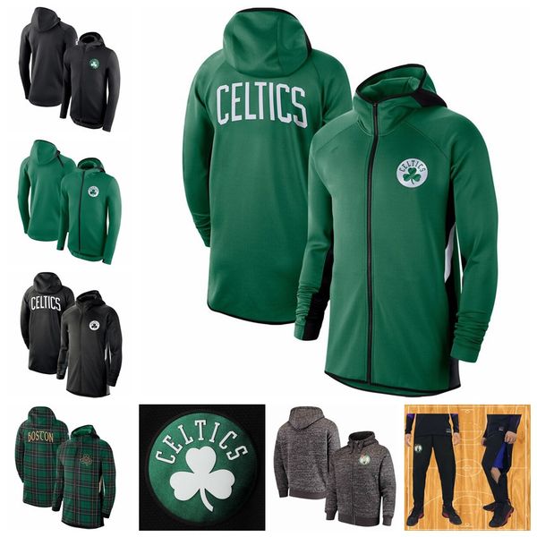 

boston celtics men showtime jersey therma flex performance bos full-zip basketball hoodie green, Black;red
