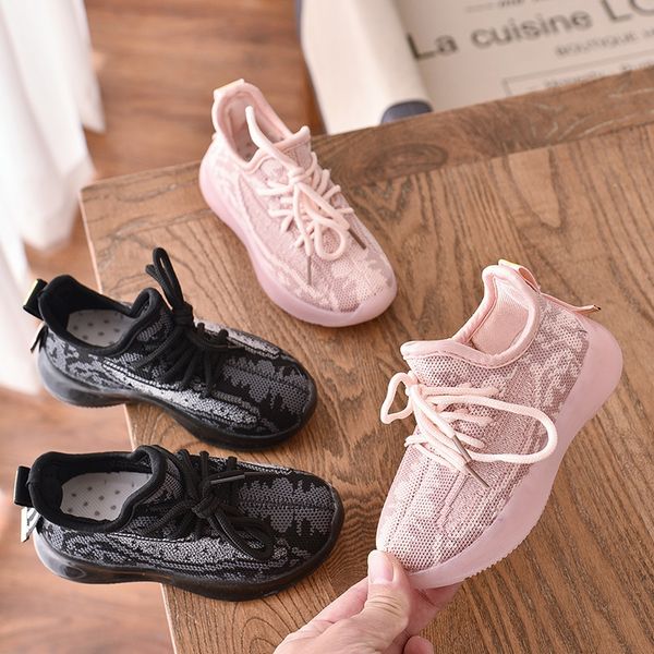 

girls' fall 2020 new children's children's mesh coconut boys' breathable sneakers coconut baby shoes baby shoes, Black