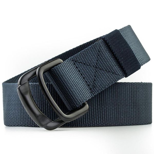 

cukup 2018 double circular resistant alloy buckle metal belt casual camouflage nylon belts jeans 3.8cm wide accessories bcbck123, Black;brown