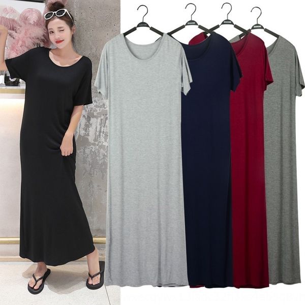 

extra fat extra size for women modal pajamas pajamas short sleeve loose long knee-length nightdress fat mm200 jin, Blue;red