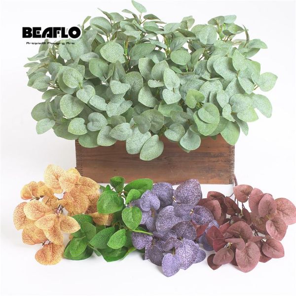 

1pc artificial leaves large eucalyptus leaf plants wall material decorative fake plants for home wedding garden shop party decor