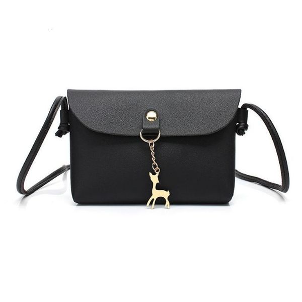

womens vintage small deer pendant pu leather fashion crossbody shoulder bag trendy gifts black