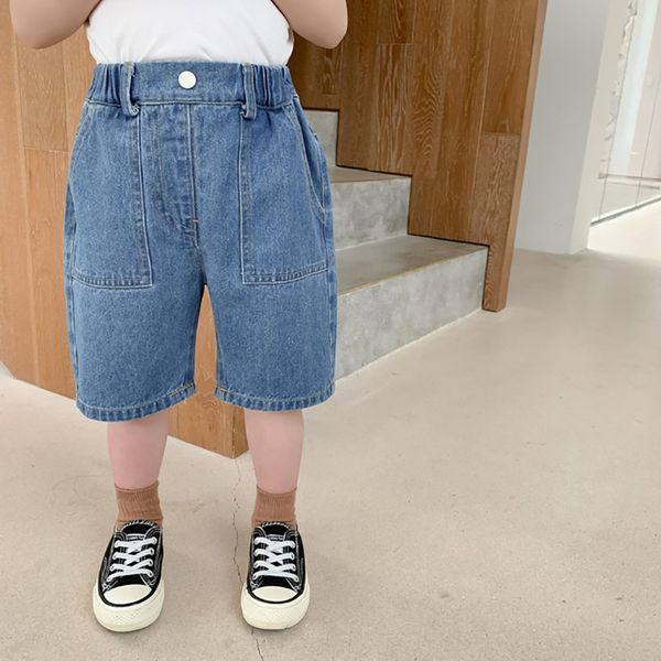 

men's jeans 2020 new light and thin medium for children's casual fifth jeans children's pants crawler pants, Blue