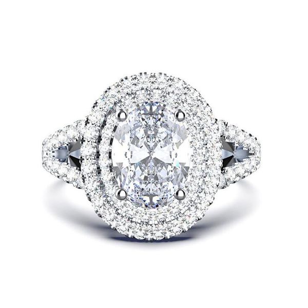 6 estilo deslumbrante jóias sterling sier corte oval safira pave cz diamante eternidade festa feminino casamento noivado banda anel gift710