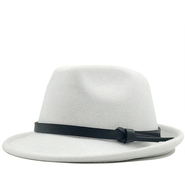 

winter white men jazz cap gentleman fedoras wool homburg male classical narrow brim ribbon jazz hat adjustable hat, Blue;gray