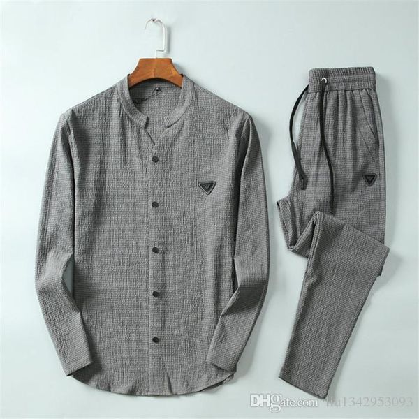 

designer mens tracksuits brand jacquard button cardigan men jackets + joggers suits new arrival plus size luxury tracksuit, Gray