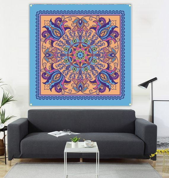 

four flowers with green background, cloth, painting and flag, living room decoration, sofa background, 600d4 buttons, 100 * 100cm