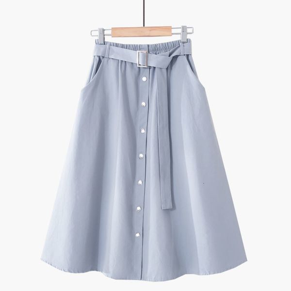 

2020 spring summer skirt women with belt korean fashion knee length high waist pleated a line school skirt female, Black