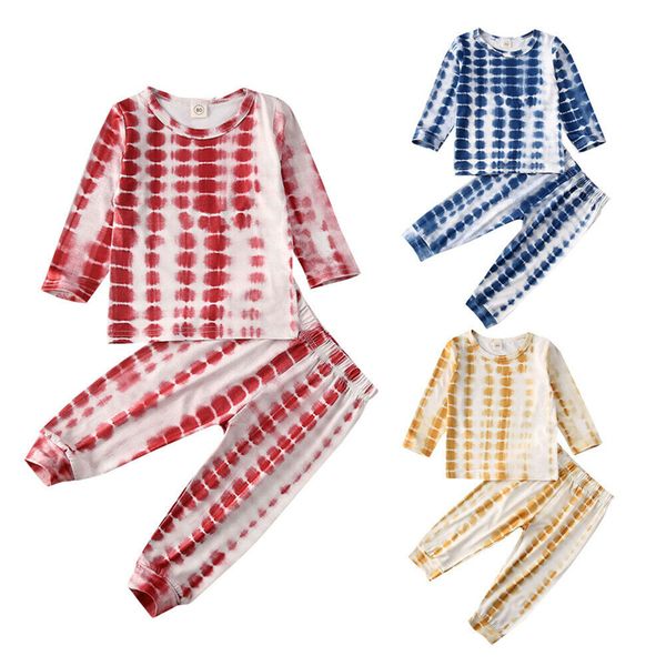 

clothing sets 2021 kids clothes set infant baby girls boys casual printed dot pullover long sleeve t-shirt pants outfits 1-5y, White