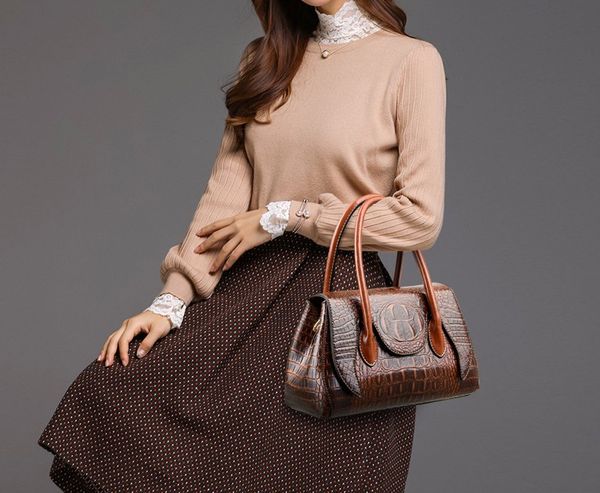 

crocodile leather handbag women genuine leather messenger bag fashion shoulder branded bag ladies handbag