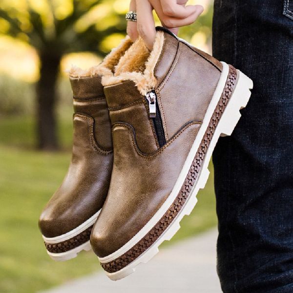 

boots men winter new velvet padded warm snow boots outdoor tube tooling high, Black