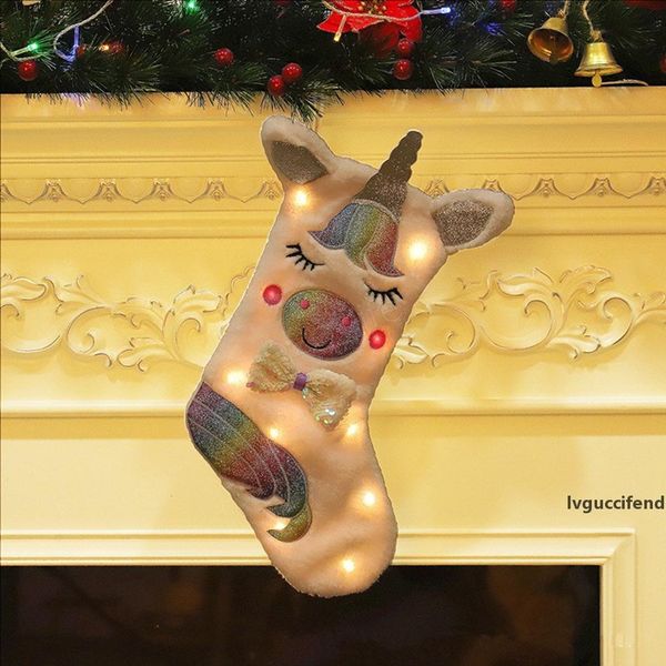 

led new christmas socks gift bag christmas decoration goods bag large unicorn christmas xmas socks gift bag ljja2792-7