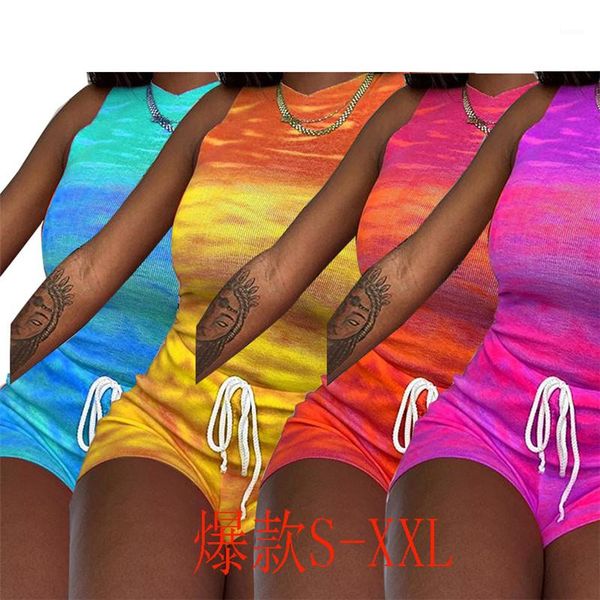 

tie dyed 2 piece set casual sleeveless tanks high waist shorts sets 20ss new women summer designer clothing women, White