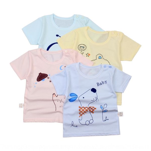 

2020 thin infant t- pure cotton short sleeve t-shirt men's and women's children's 0-3 years old baby base shirt, Blue