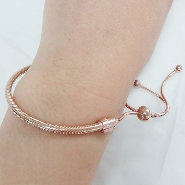 

18K Rose Gold plated Bracelets Hand rope for Pandora 925 Sterling Silver Bracelet for Women Original Box Girls Gift Jewelry wholesale
