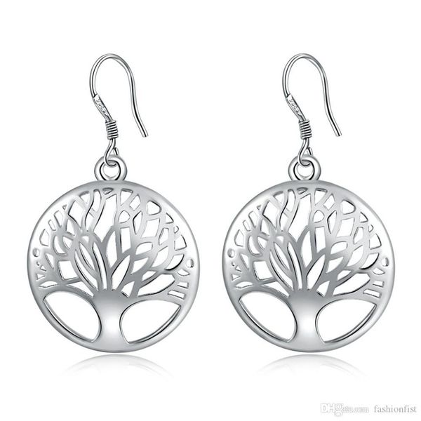 

fashion 925 silver living tree of life drop earrings jewelry unique women 925 silver jewelry gift