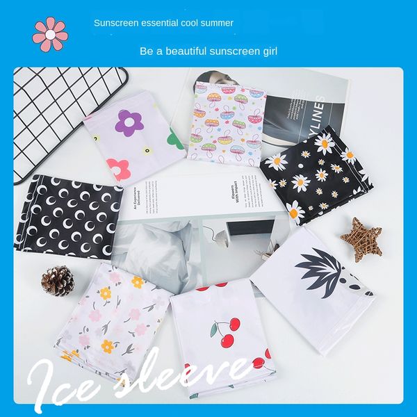 

dk2ey sun protection children's silk elegant style summer all-match protective ice thin hand sleeve daisy printing ice silk protective, Black