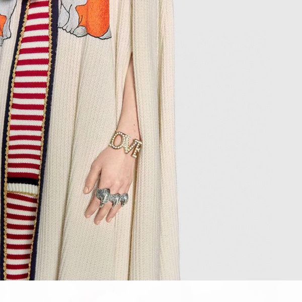 

new retro hollow love letters full pearl opening designer bracelet luxury designer jewelry women bracelets, White