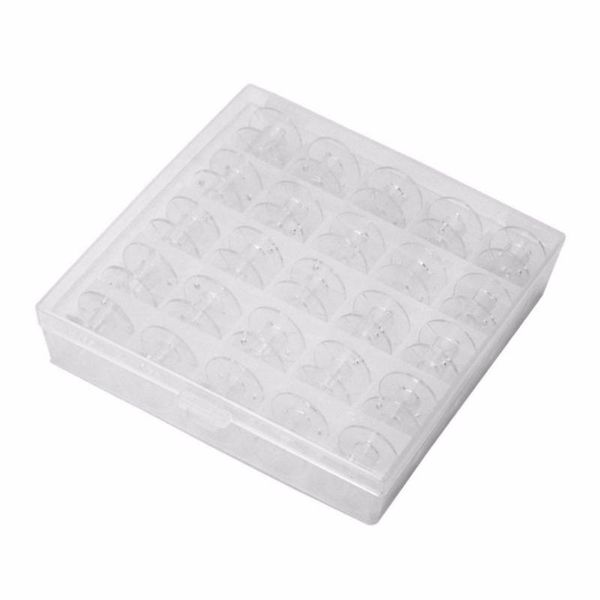 

transparent clear storage empty box 25 grids sewing machine thread organizer with 25 bobbins tools, Black