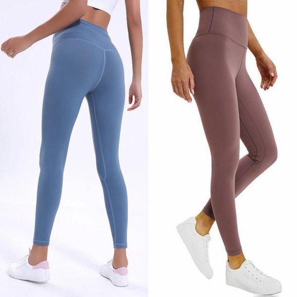 

women yoga pants high waist sports gym wear lu-32 solid color breathable stretch tight pants skinny leggings womens athletic joggers pants, Black;white
