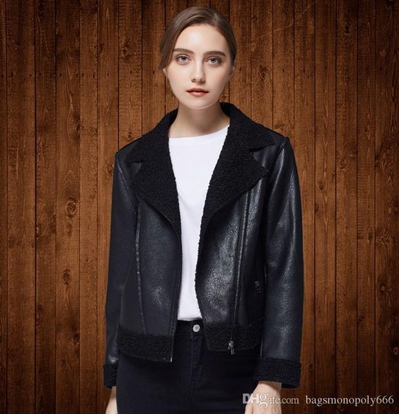 

2019 новый осенне-зимней моды тенденции улице пу кожзаменитель тонкий женский кожаный пиджак мотоцикл одежда, Black
