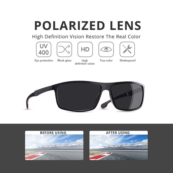 

aofly brand design square polarized sunglasses for men tr90 frame driving sun glasses male fishing goggle zonnebril heren uv400 mx200619, White;black